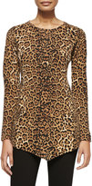 Thumbnail for your product : Sofia Cashmere Leopard-Print Triangle Cashmere Top