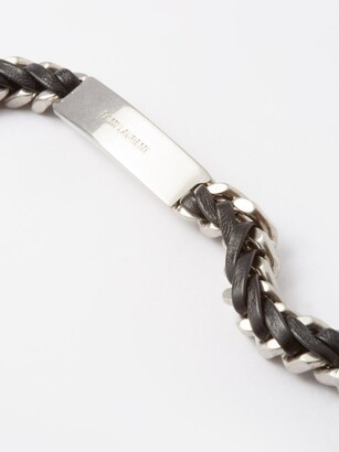 Silver Logo-engraved curb-chain bracelet, Saint Laurent