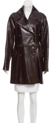 Alaia Double-Breasted Leather Coat