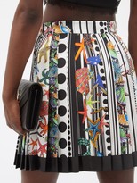 Thumbnail for your product : Versace Tresor De La Mer-print Pleated Silk-satin Skirt - White Multi