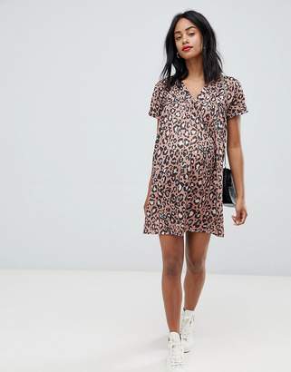 ASOS Maternity DESIGN Maternity ultimate cotton smock dress in leopard print