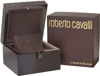 Roberto Cavalli 37mm Black Stainless Steel Watch w/ Calfskin Leather Strap