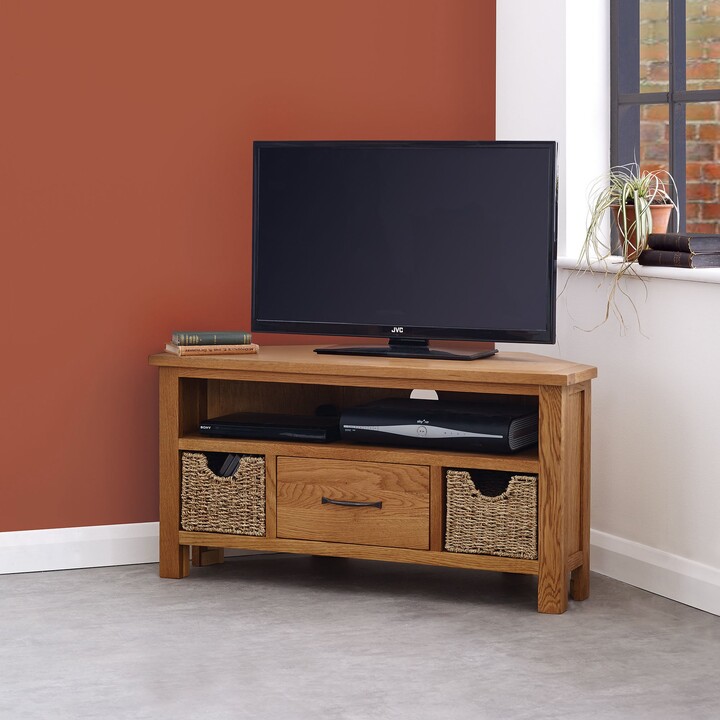 Dunelm Sidmouth Oak Corner TV Stand Light Brown / Natural ShopStyle