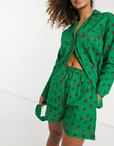Thumbnail for your product : Daisy Street long sleeve shirt and shorts pyjama set with eye mask in ladybird print