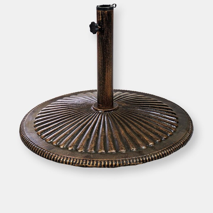 Sunnydaze Decor Cast Iron Umbrella Base with Ridged Design Brown