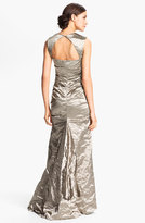 Thumbnail for your product : Nicole Miller Open Back Pleated Metallic Trumpet Gown