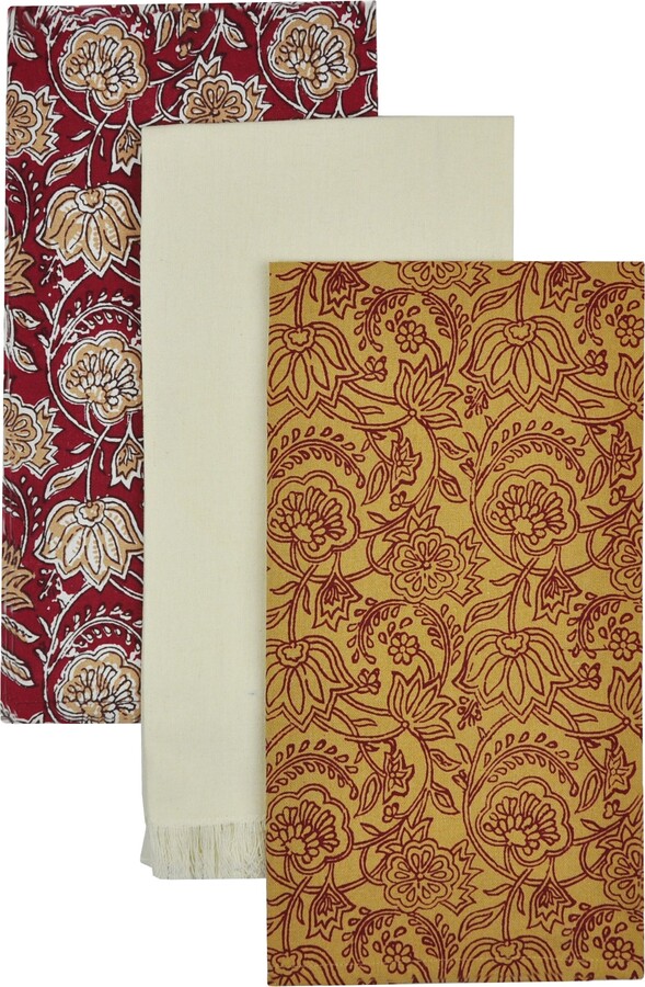 Dunelm Set of 3 Liya Tea Towels Red/White/Brown ShopStyle Dish Linens