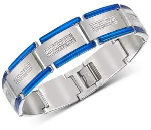 Macy's Esquire Men's Jewelry Diamond Two-Tone Bracelet (1/2 ct. t.w.) in Stainless Steel & Blue Ion-Plating, Created for
