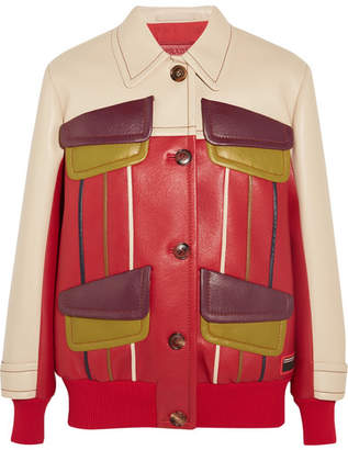 Prada Paneled Leather Jacket - Red