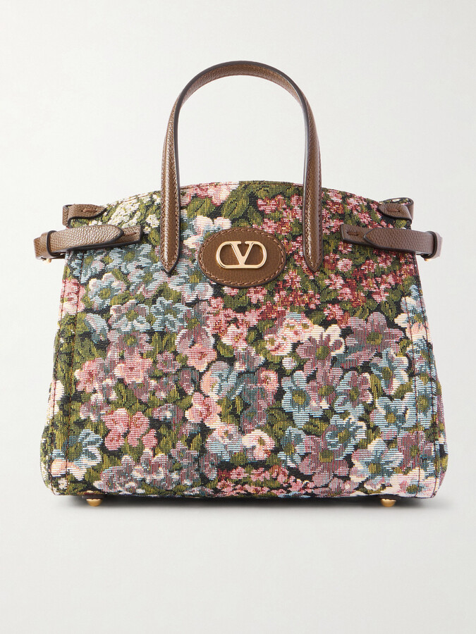 Valentino Garavani Antibes Small Leather-trimmed Floral-jacquard Canvas Tote - Multi