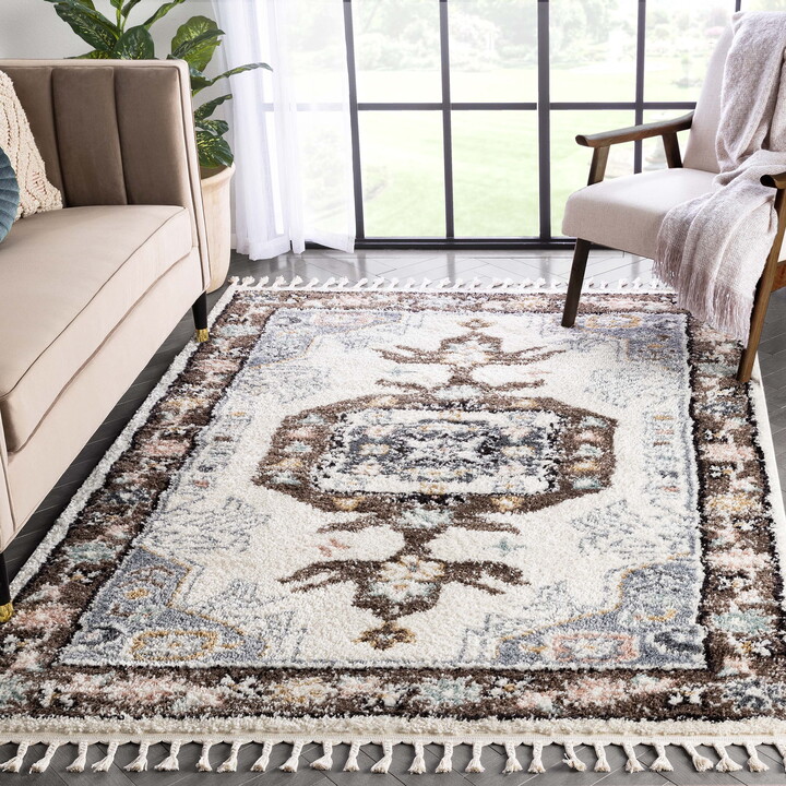 Well Woven Nala Oriental Area Rug, 5.25' x 7.25', Cotton Fringe For Authentic Look, Plush & Soft Shag Pile, Moroccan Tribal Print