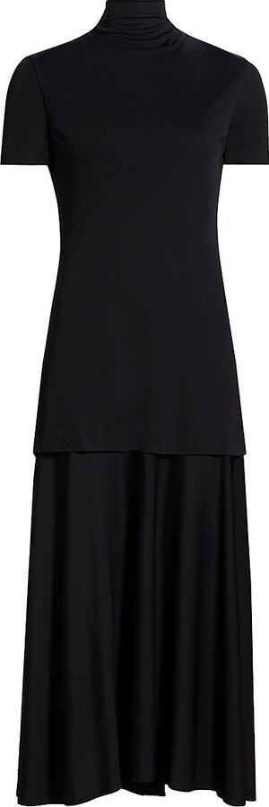 Jil Sander Women's Layered Tie-Back Maxi Dress - Black - Size 0