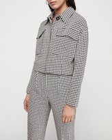 Thumbnail for your product : Express Check Print Cropped Wedge Snap Shut Jacket