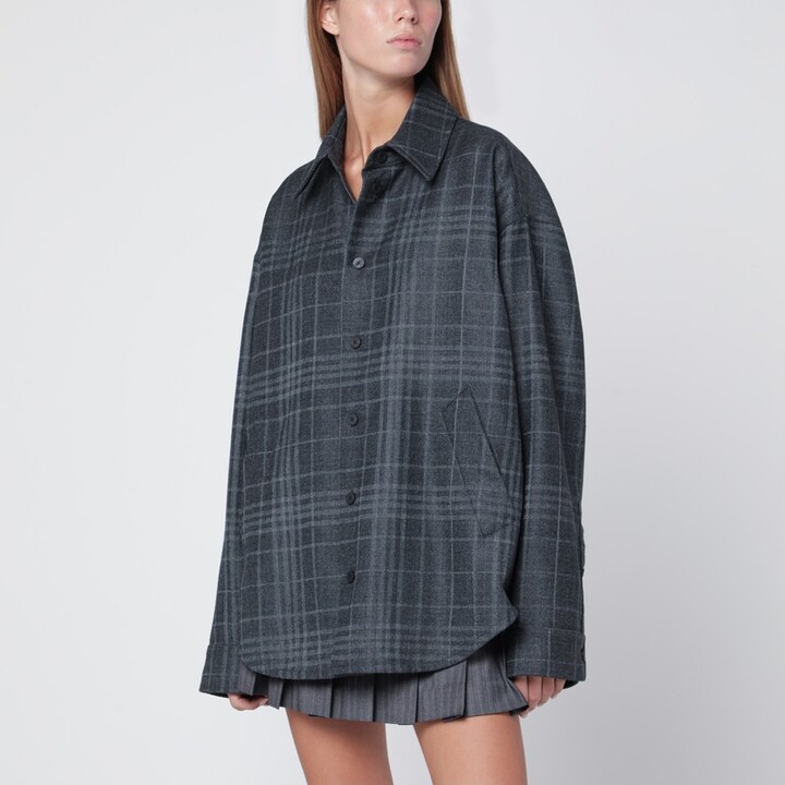 Balenciaga Grey wool tartan shirt jacket