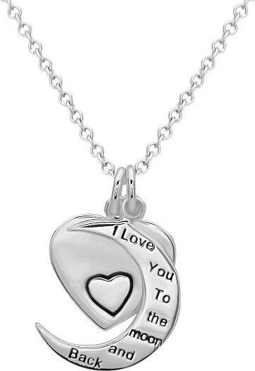Bella Silver BellaSilverSterlingSilverDoubleCharmCrescentandHeartNecklace-Silver-18Inch