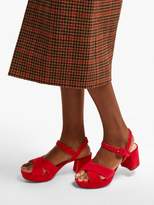 Thumbnail for your product : Prada Suede Platform Sandals - Womens - Red