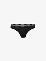 Thumbnail for your product : Off-White Logo-waist high-rise stretch-lace briefs