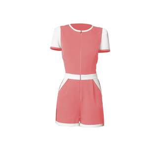Philosofée By Glaucia Stanganelli Colorblock Romper Playsuit Coral
