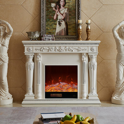 Bkoksety French Vintage Electric Fireplace TV Stand