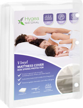 Hygea Natural Tear-Free Vinyl Box Spring & Mattress Cover - Waterproof, Anti-Bed Bug and Allergen-proof, Zippered Encasement - Durable Protection