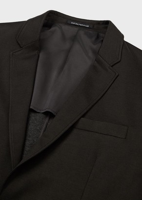 Emporio Armani Single-Breasted Jacket In Milano Fabric