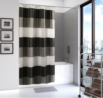 Fancy Bath Outlet Premium Micro Fiber Black Striped Fairfax Shower Curtain 72 X Style