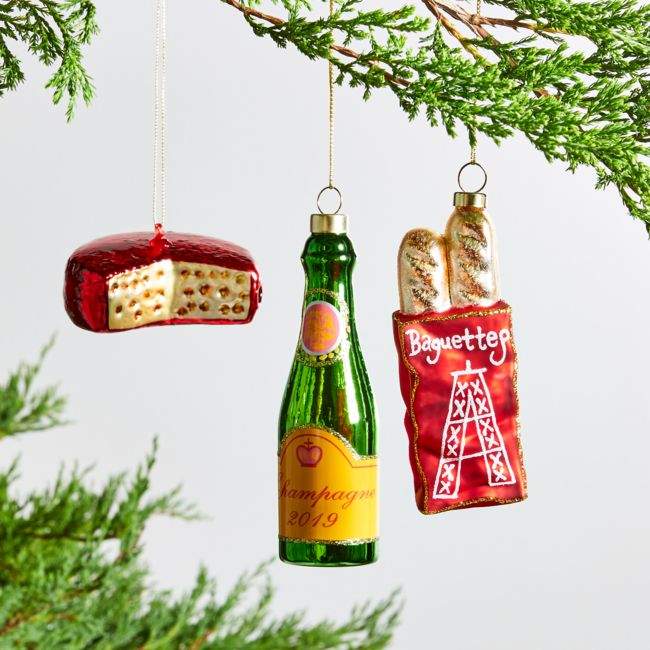 Crate & Barrel Paris Ornaments, Set of 3