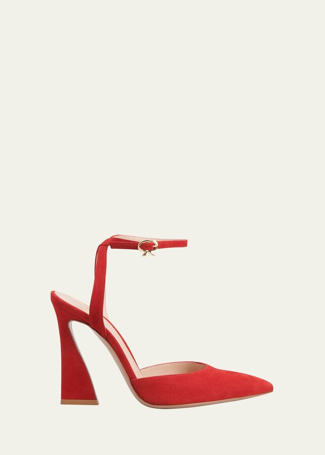 Red Suede Ankle Strap Pumps | ShopStyle