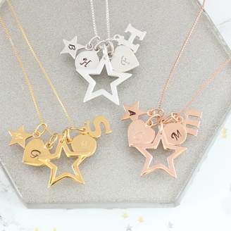 Bish Bosh Becca Personalised Open Star Necklace With Birthstones
