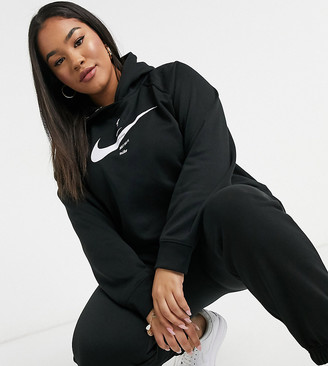 Nike Plus swoosh crop hoodie in black - ShopStyle