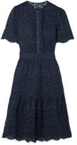 Temperley London - Lunar Ruffled Corded Cotton-blend Lace Dress - Navy