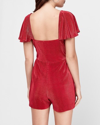 Express Pleated Tie Wrap Front Romper