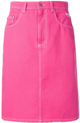 dusty pink denim skirt