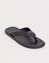 Thumbnail for your product : ASOS DESIGN flip flops in black leather