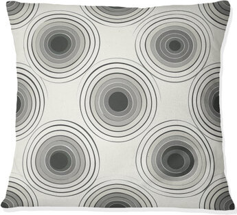 Retro White Black Circle Art - Midcentury Throw Pillow
