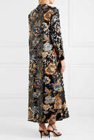 Thumbnail for your product : Tory Burch Agnes Embellished Floral-print Crepe Maxi Dress - Navy