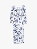 Thumbnail for your product : Monsoon Floral Square Neck Midi Dress, Ivory/Blue