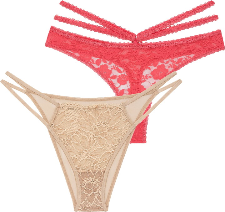Adored by Adore Me Women’s Marley Strappy Thong and Elizabeth Brazilian Underwear, 2-Pack, Sizes S-XXXL