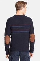 Thumbnail for your product : Michael Bastian Gant by Stripe Wool Crewneck Sweater with Suede Elbow Patches