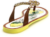 Thumbnail for your product : Dolce & Gabbana Bejeweled Flat Leather Thong Sandals