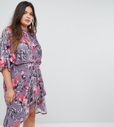 Thumbnail for your product : Simply Be Floral Velvet Twist Front Dress