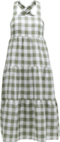 Thumbnail for your product : Vitamin A Canyon Linen Checked Tiered Midi Dress