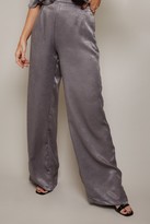 Thumbnail for your product : Little Mistress Influence Charcoal Satin Wide-Leg Trousers Co-ord
