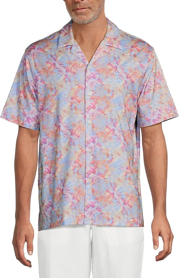 OoohCotton Floral Stretch Cotton Camp Shirt