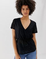 Thumbnail for your product : Pieces Julia lace wrap blouse