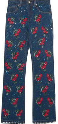 Ashish Voyage Embellished Embroidered Mid-Rise Straight-Leg Jeans