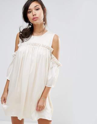 Fashion Union Cold Shoulder Dress With Frill