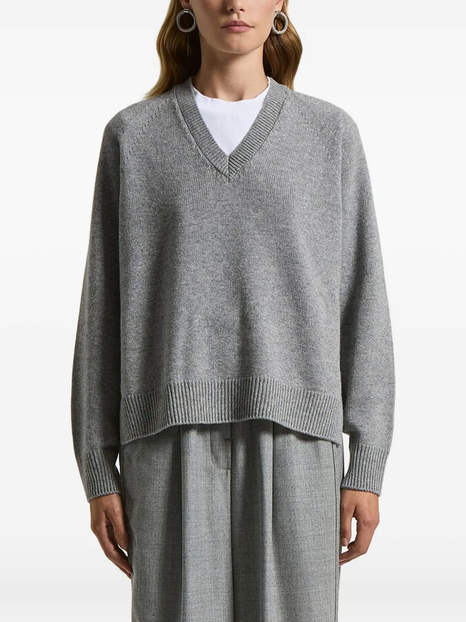 V-neck ribbed sweater