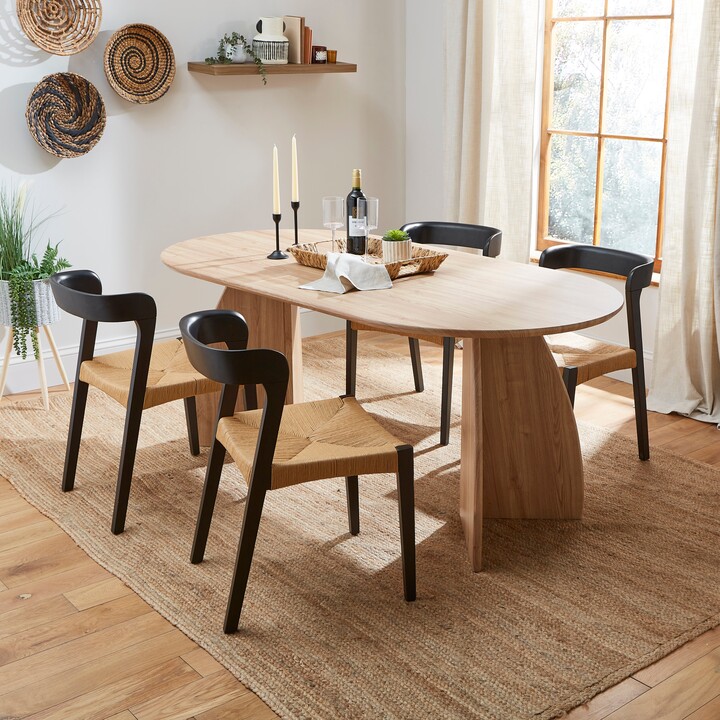 Dunelm Effy 4 Seater Oval Dining Table, Wood Effect Foil Natural