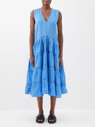 Merlette New York Wallis Banded Cotton-lawn Dress - Blue